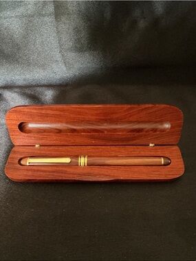 Vintage Wooden Ball point Pen with Brass Accents